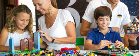 Family playing with lego